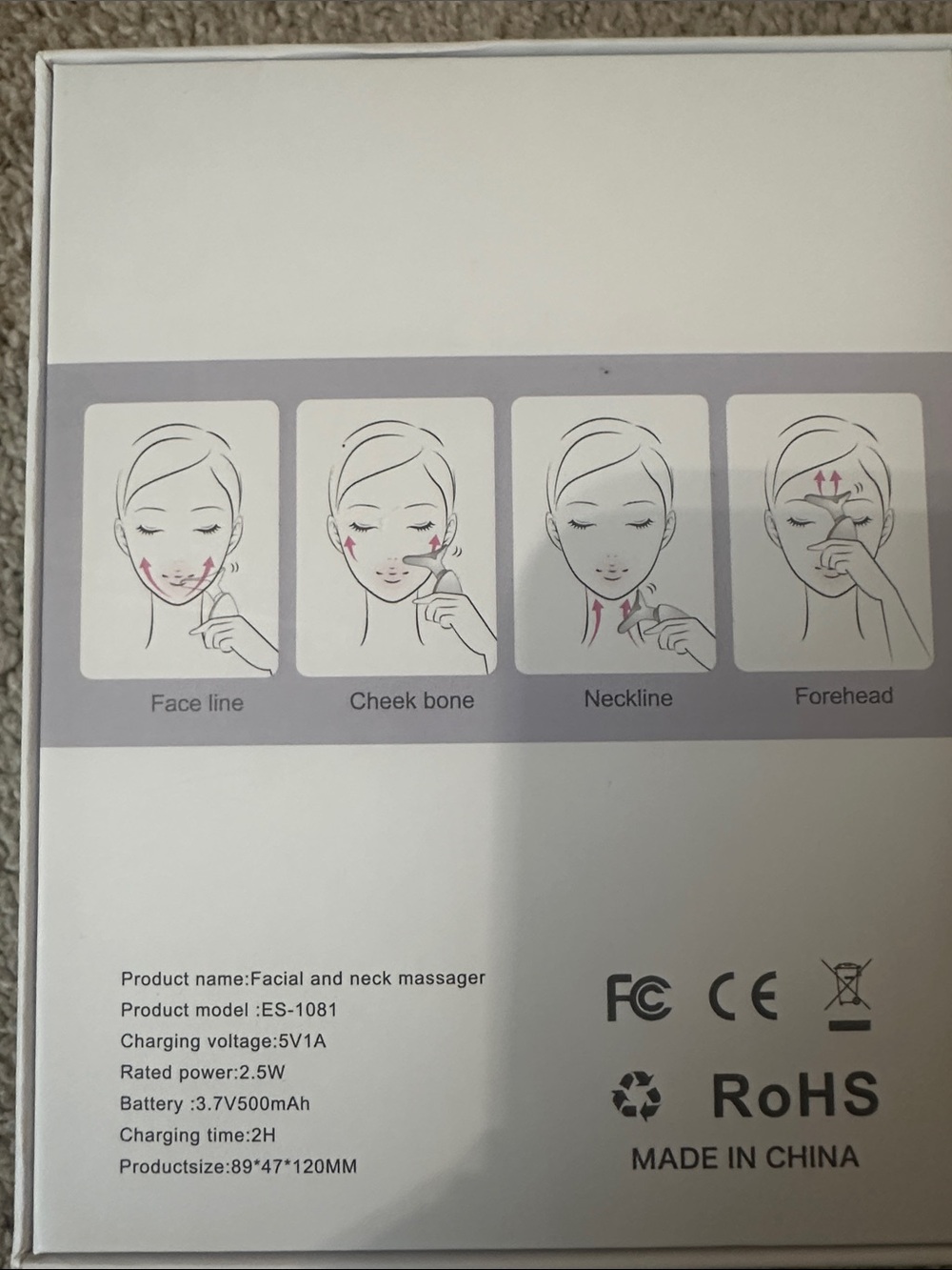 Facial & Neck Massager - White with Silver Accents - Picture 2 of 2